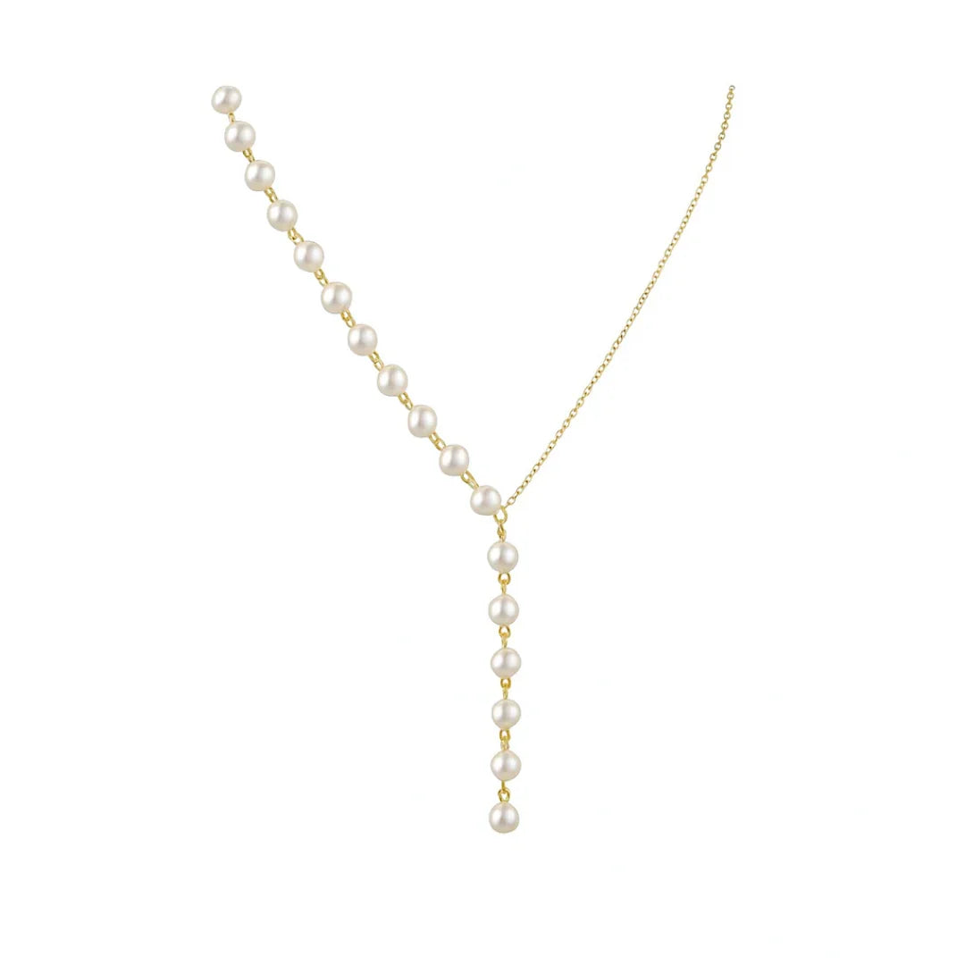 Colar de Pérola Banhado Em Ouro 18k