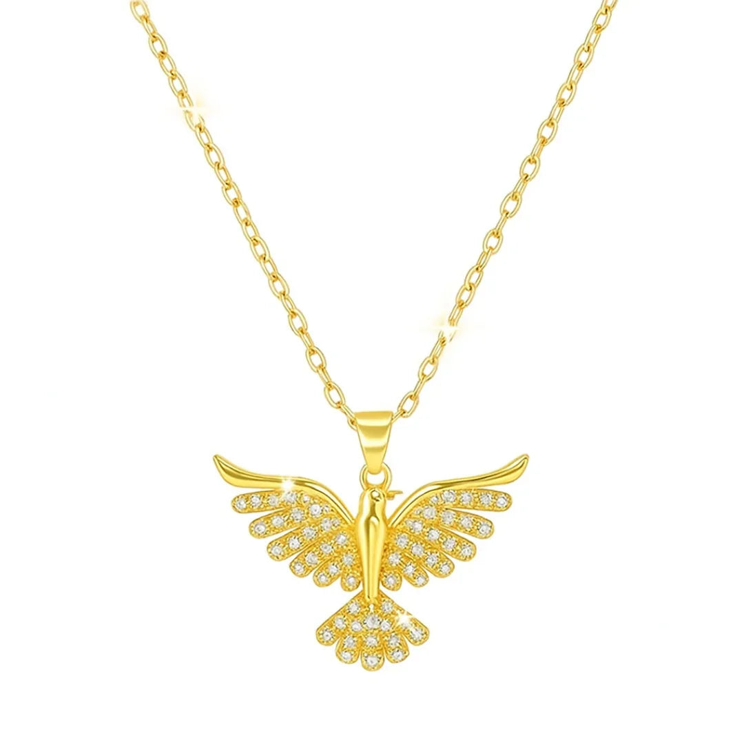 Colar Com Pingente Fênix Banhado Em Ouro 18k