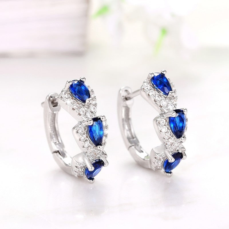 Brinco Com Zircônia Azul