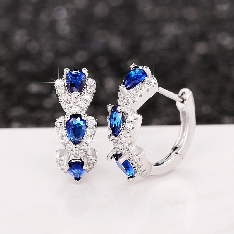 Brinco Com Zircônia Azul