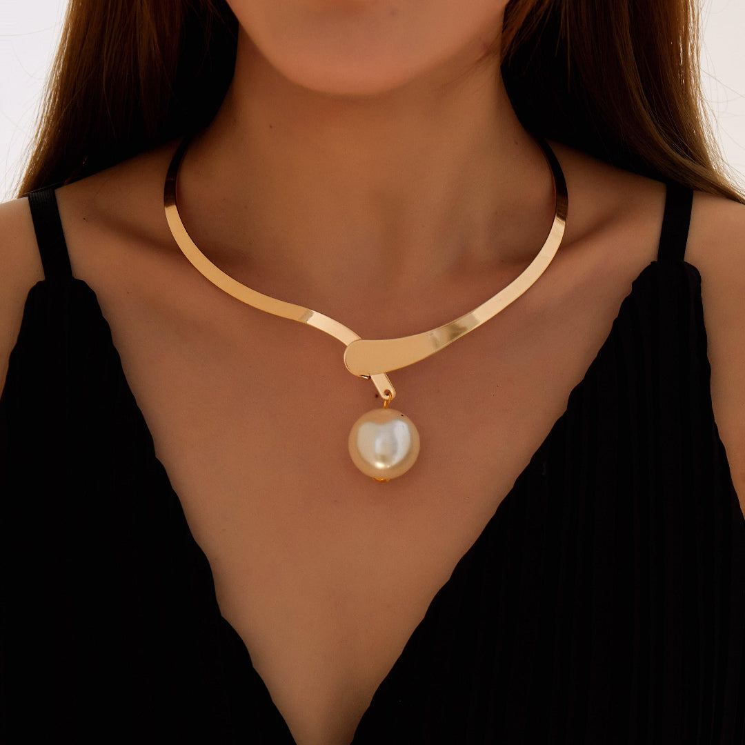 Colar Argola Aro Com Pérola Banhado Em Ouro 18k