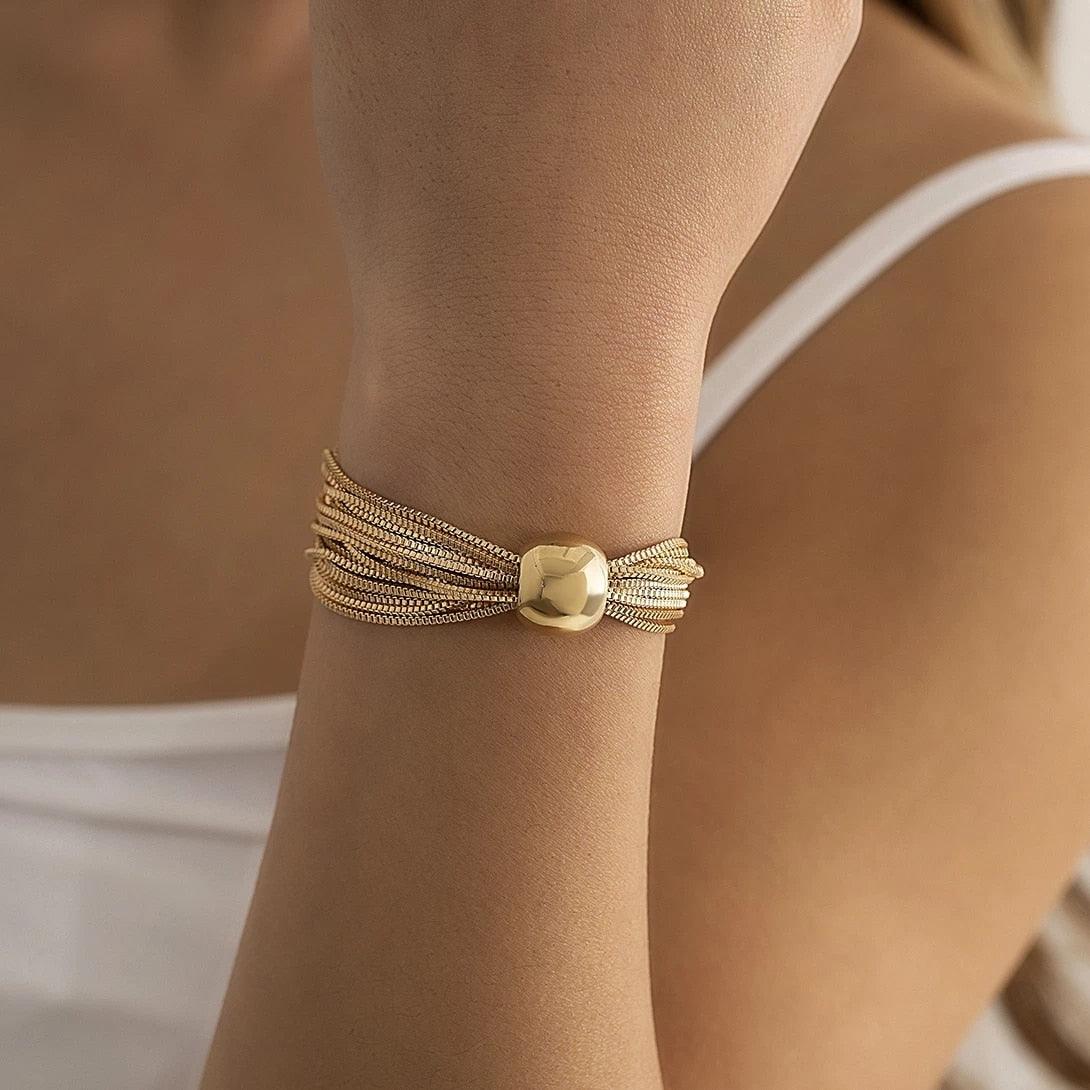 Pulseira Multi Fios Banhada em Ouro 18k