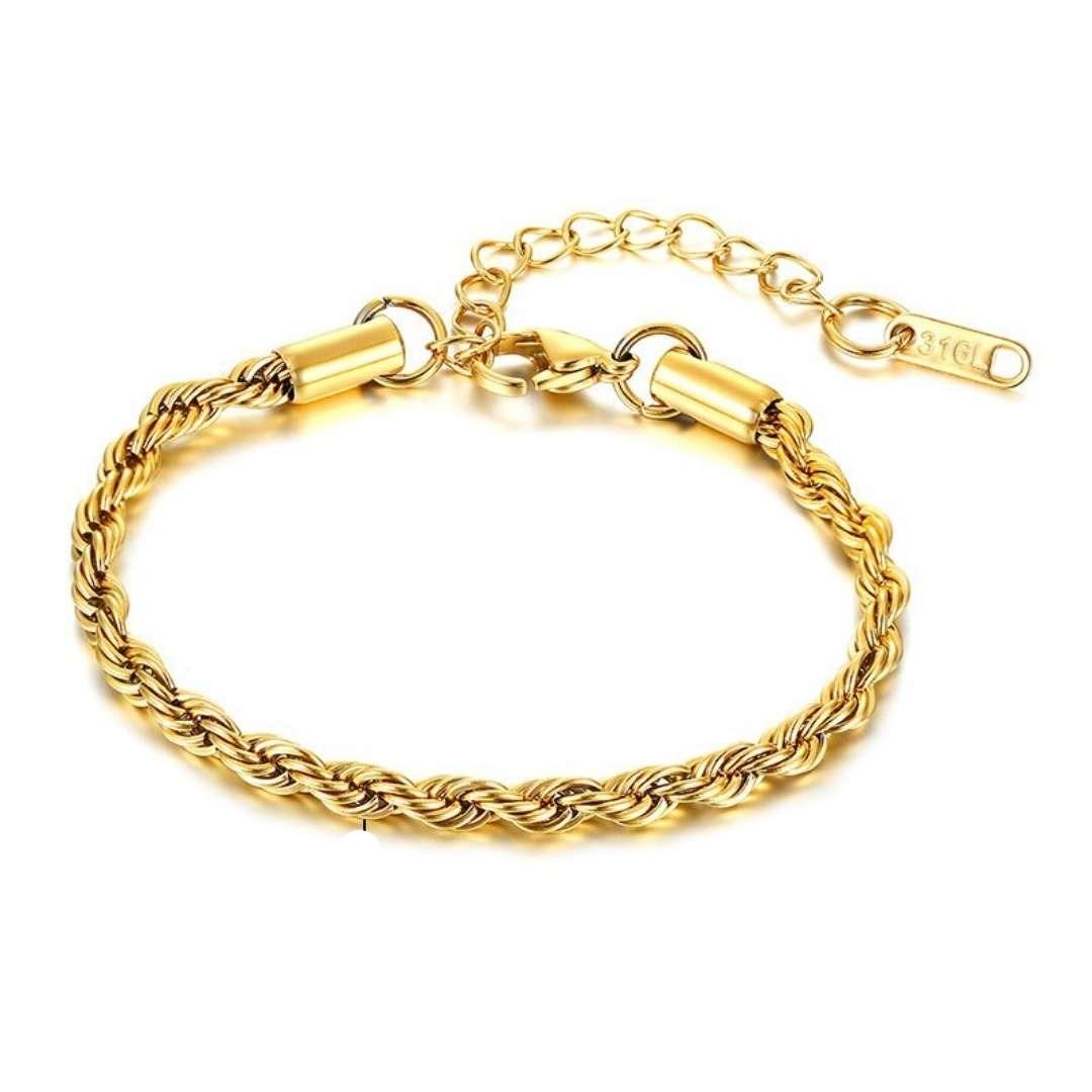 Pulseira Tiffany Trançada Banhada em Ouro 18k