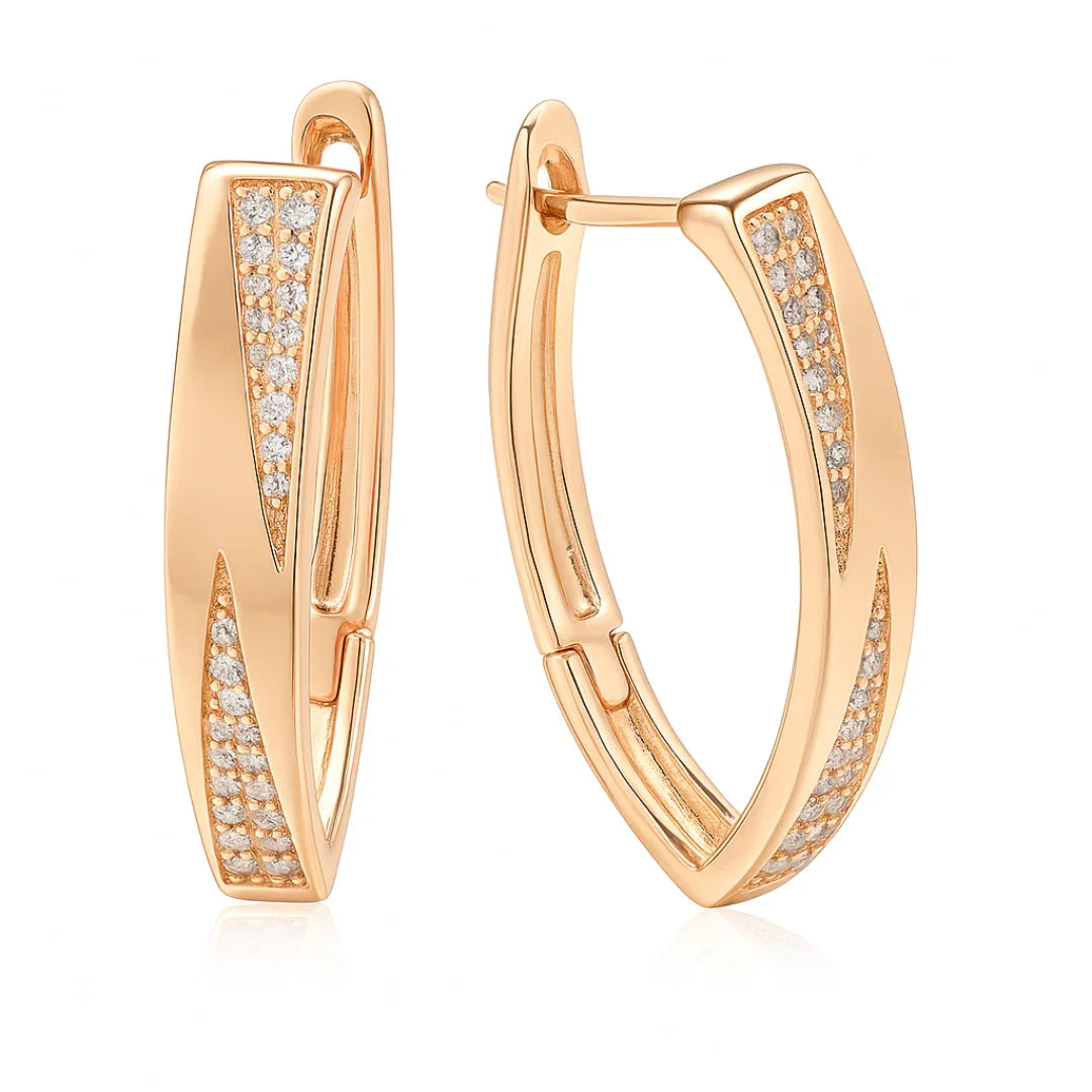 Brinco De Argola Com Zircônia Banhado Em Ouro 18k
