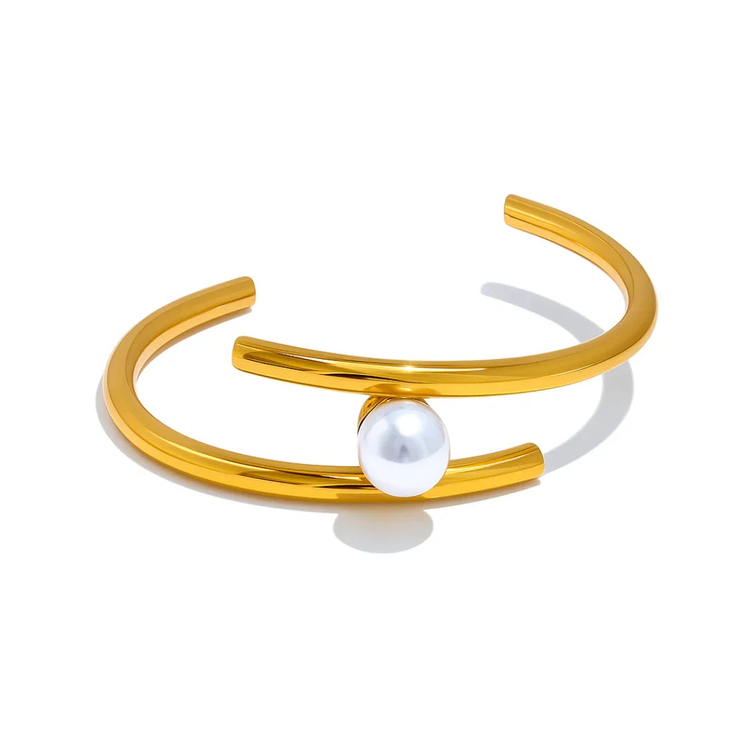Bracelete com Pérola  Banhado em Ouro 18k