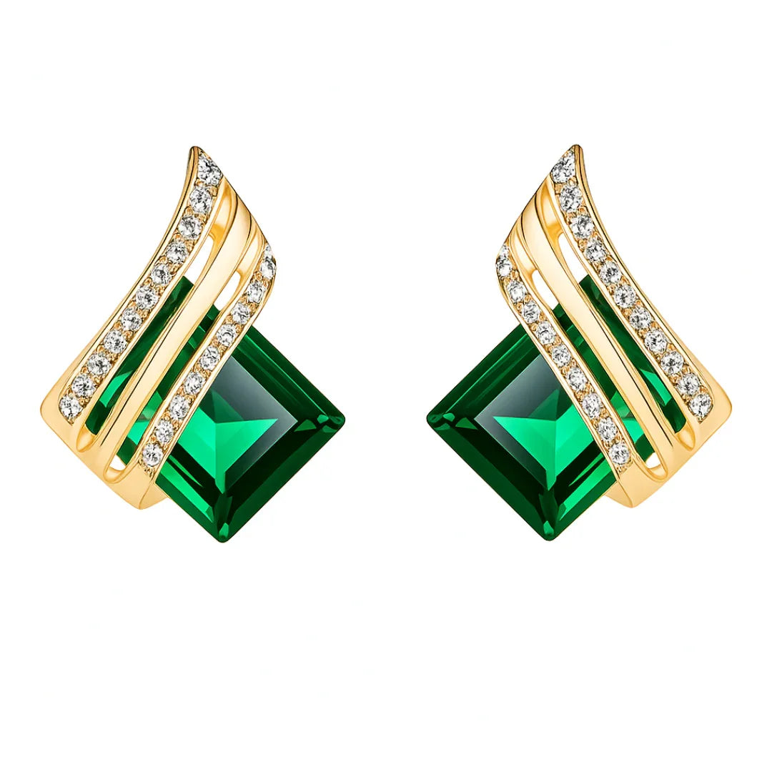 Brinco Cravejado Com Cristal Banhando em Ouro 18k