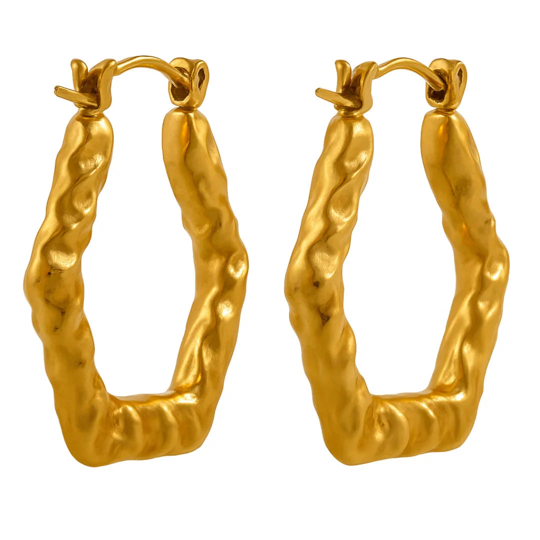 Brinco de Argola Geométrica Banhado em Ouro 18k