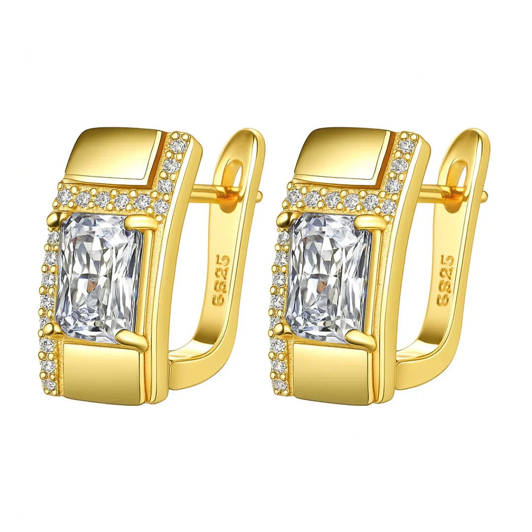 Brinco Com Dupla Camada De Zircônia Banhado Em Ouro 18k