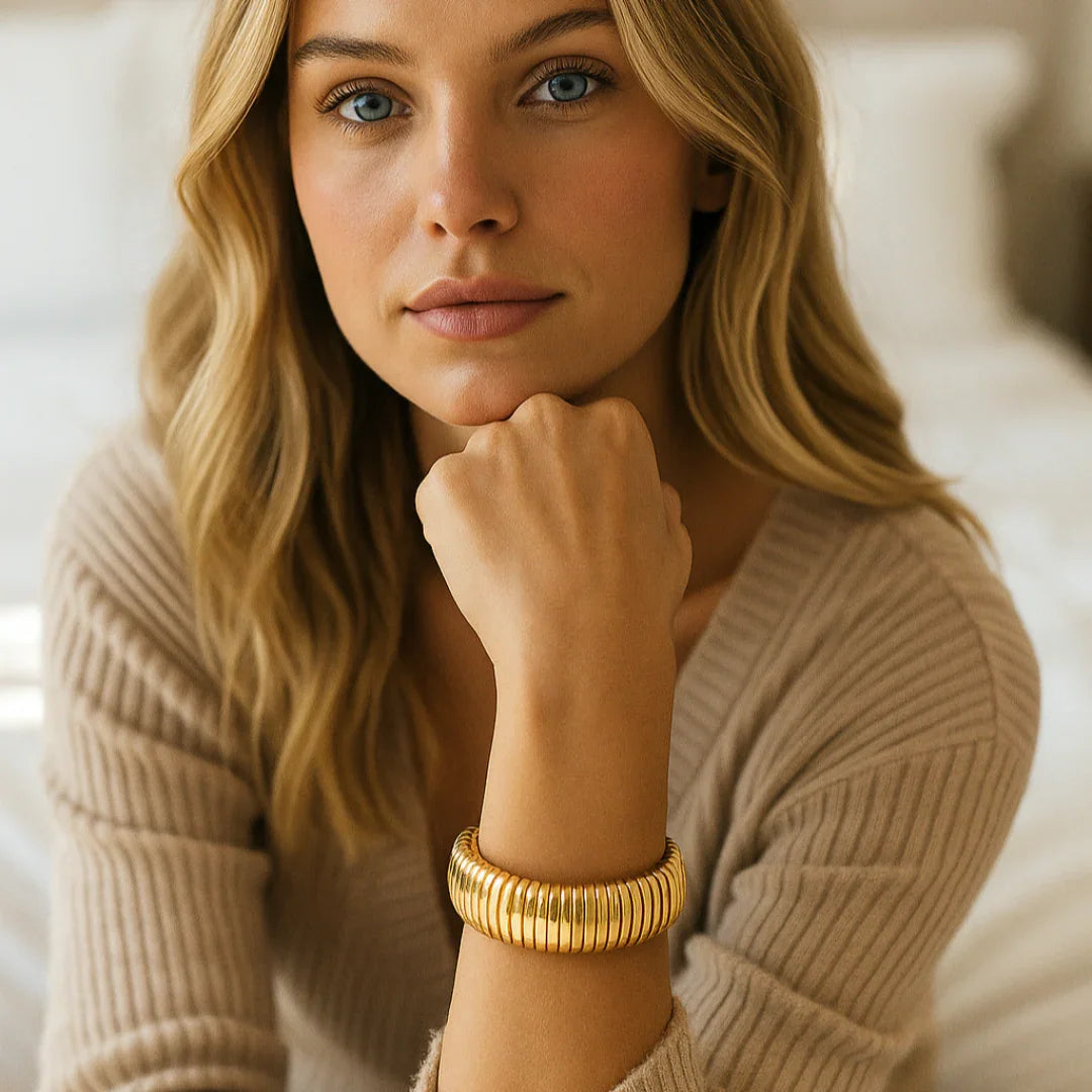 Bracelete Snake Maxi Banhada em Ouro 18k