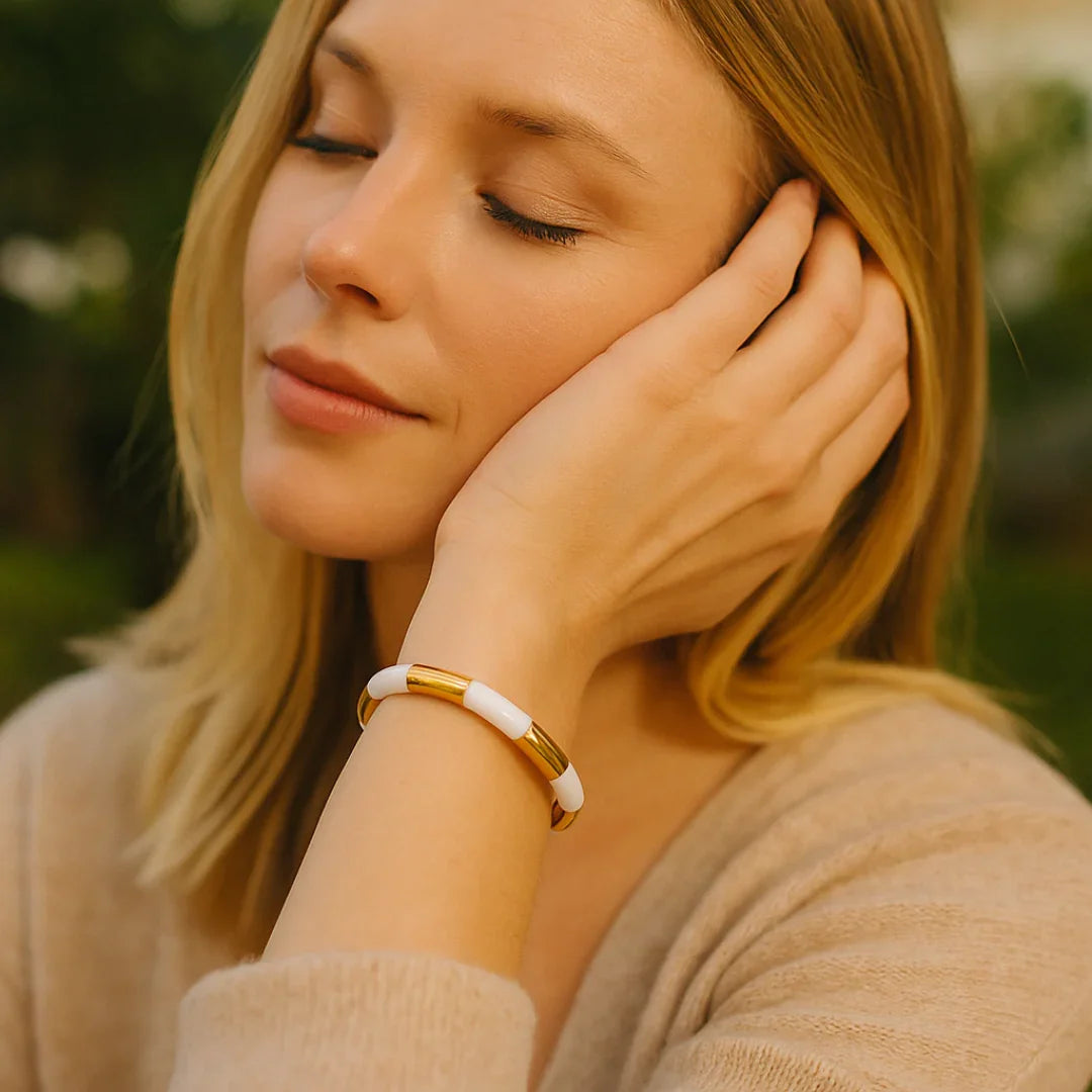 Bracelete Bicolor Banhado em Ouro 18k