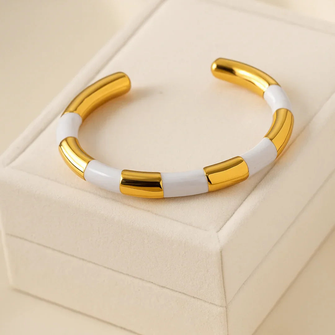Bracelete Bicolor Banhado em Ouro 18k