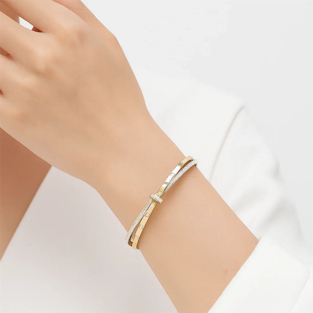 Pulseira de Cristal Algarismos Romanos Banhada em Ouro 18k
