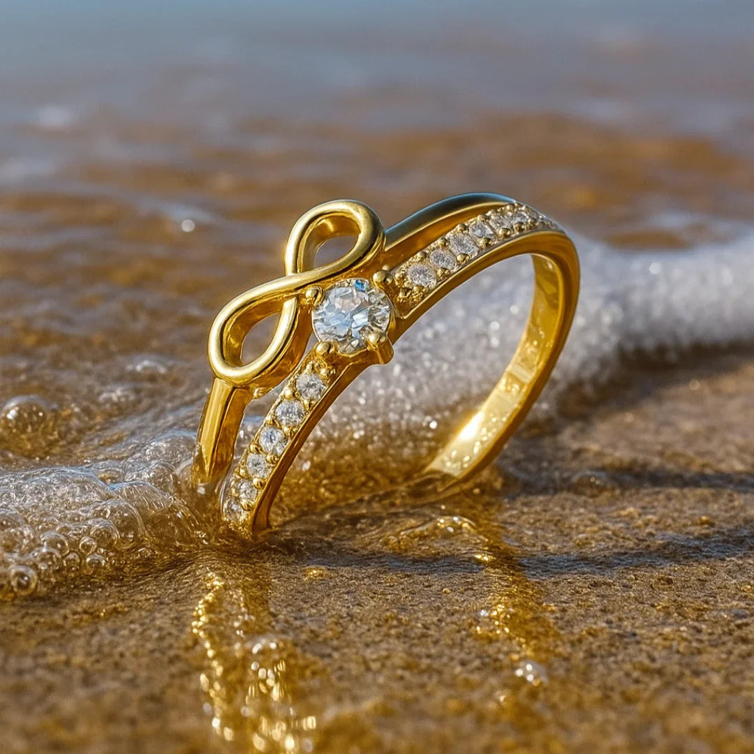 Anel Amor Infinito Banhado Em Ouro 18k