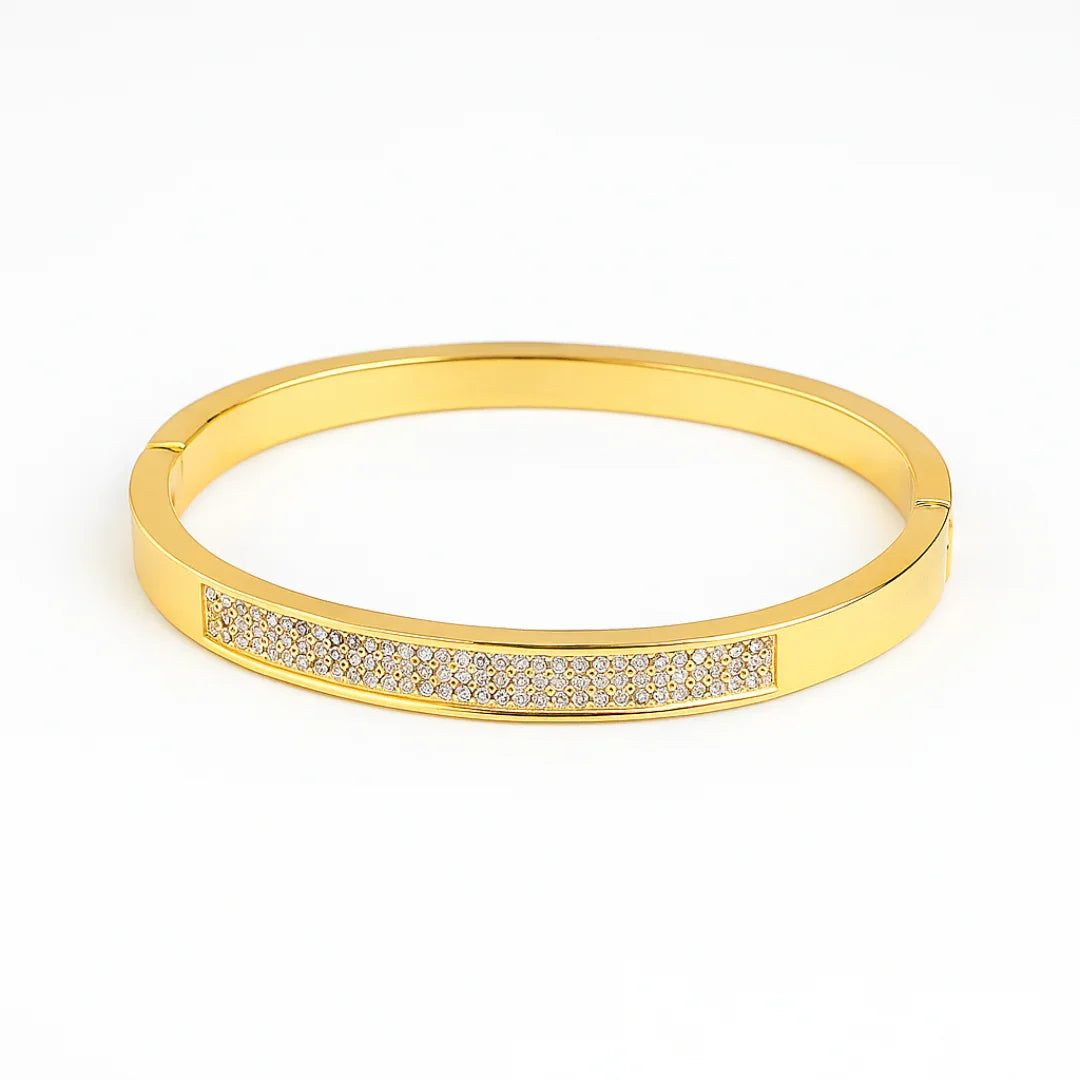 Pulseira Com Micro Cristais Banhada em Ouro 18k