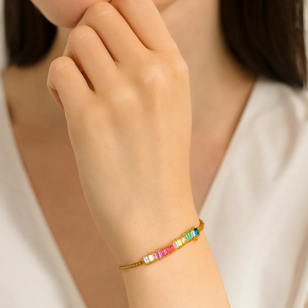 Pulseira Arco Iris Banhada em Ouro 18k