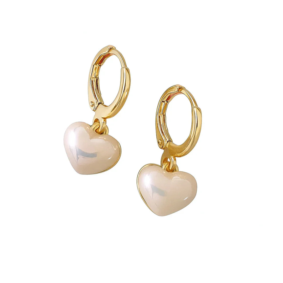 Brinco de Argolinha com Coração Banhado em Ouro 18k