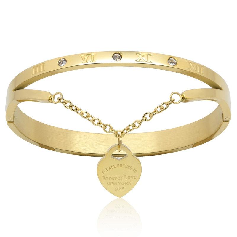 Pulseira Dourada Com Pingente De Coração