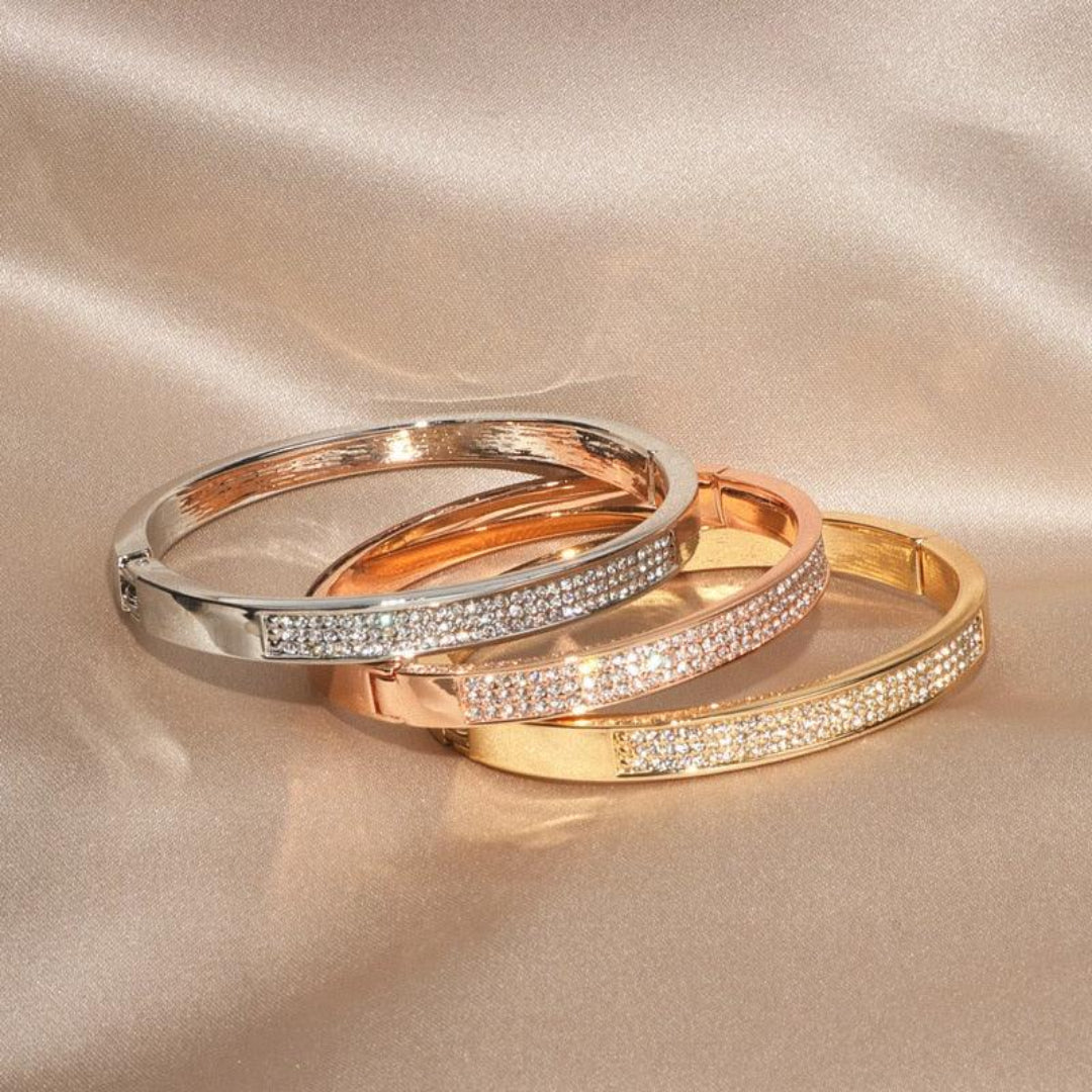 Pulseira Com Micro Cristais Banhada em Ouro 18k
