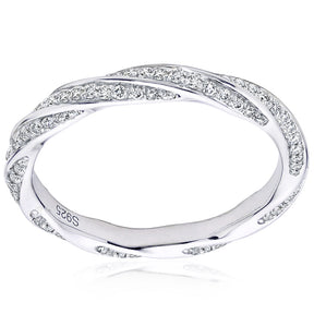 Aliança de casamento Moissanite da eternidade, prata 925,torção em ouro branco, chapeado 14K, 2mm