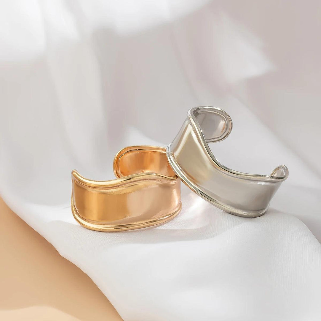 Bracelete Largo Irregular Banhado em Ouro 18k