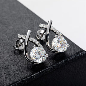 Brincos De Prata 925 Com Diamante   Banhado A Ouro 18K