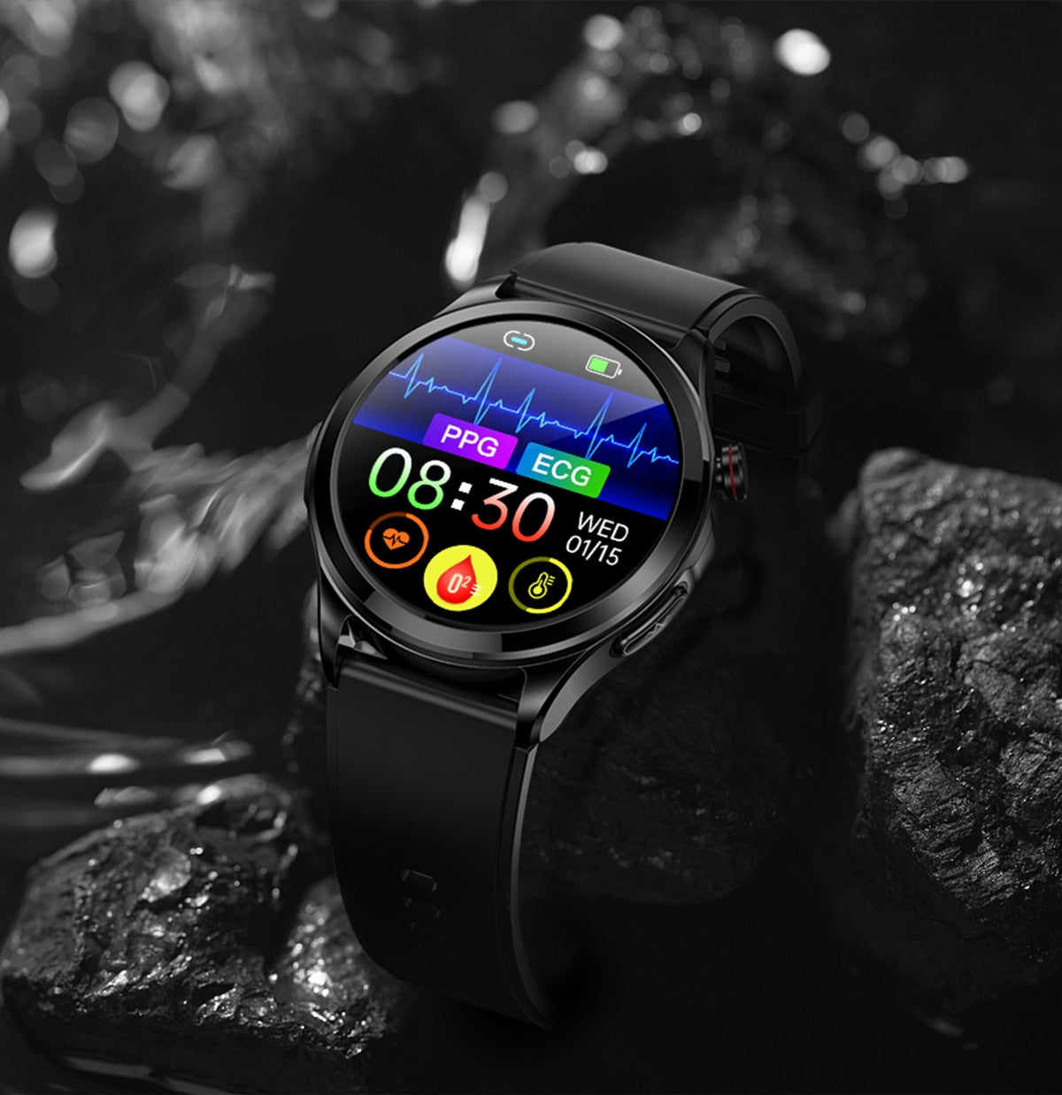 Relógio Inteligente Chamada Bluetooth Oxigênio no Sangue Freqüência Cardíaca Pressão Arterial Saúde À Prova D' Água Smartwatch