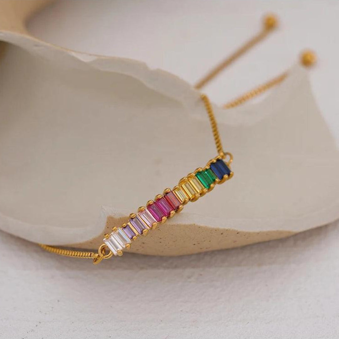 Pulseira Arco Iris Banhada em Ouro 18k