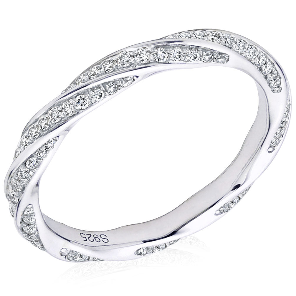 Aliança de casamento Moissanite da eternidade, prata 925,torção em ouro branco, chapeado 14K, 2mm