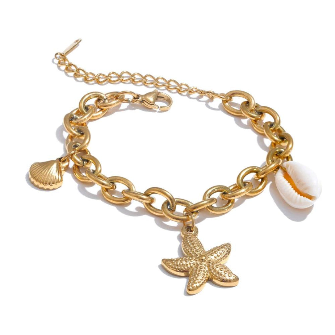 Pulseira Charme Oceano Banhada a Ouro 18K | Charllote Joias