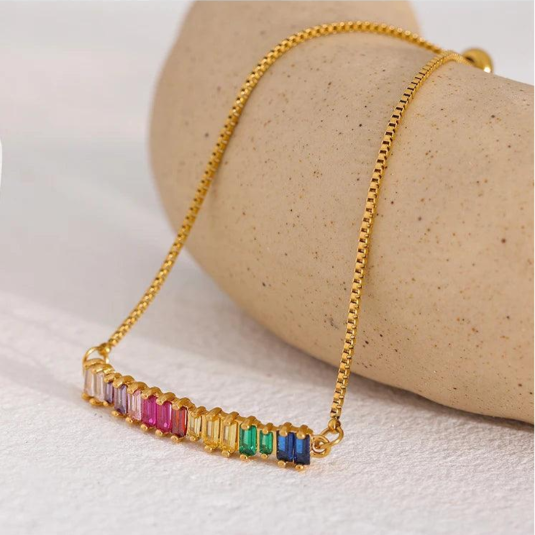 Pulseira Arco Iris Banhada em Ouro 18k