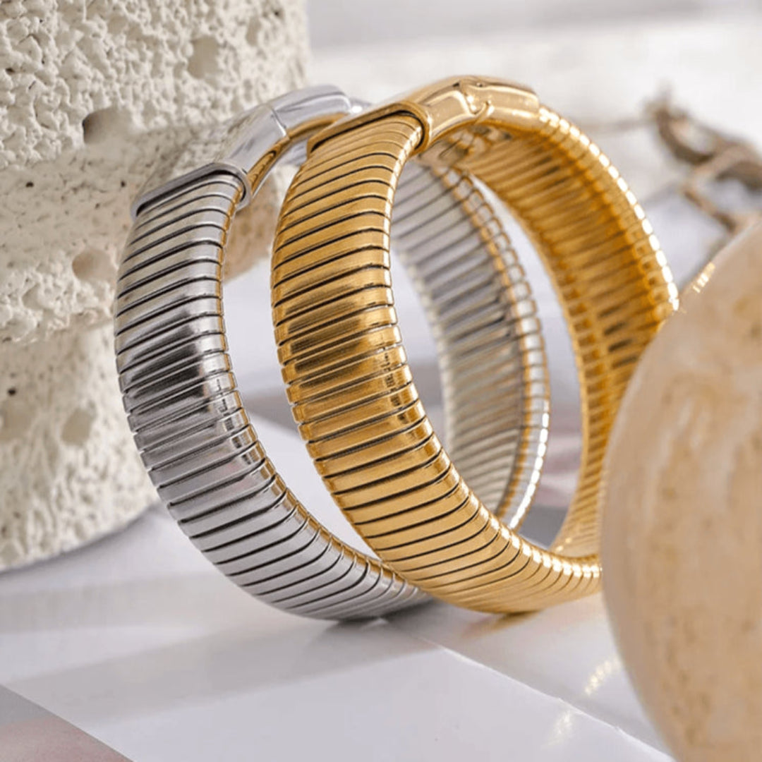 Pulseira Grossa com Textura Banhada em Ouro 18k