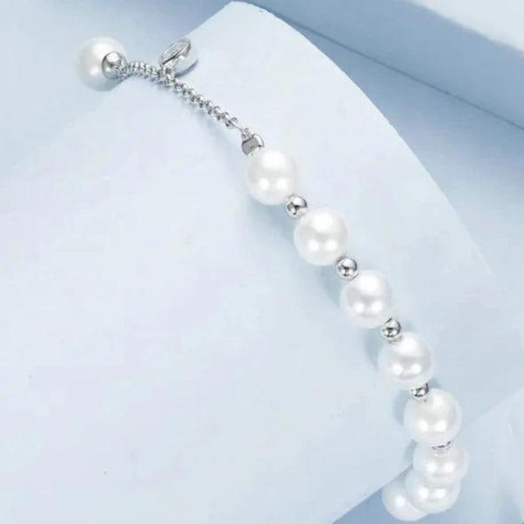 Pulseira  Com Pérolas e Zircônias em Prata 925