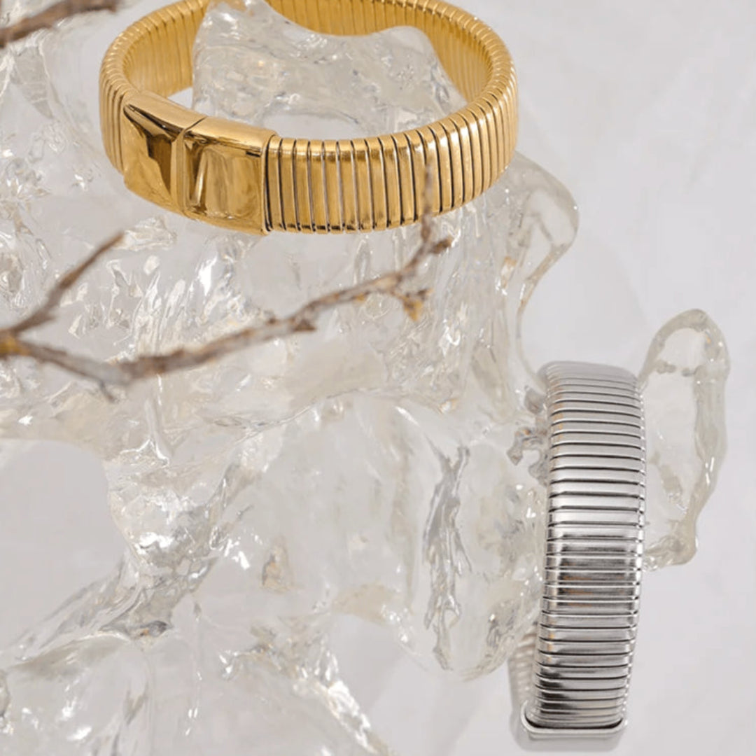 Pulseira Grossa com Textura Banhada em Ouro 18k