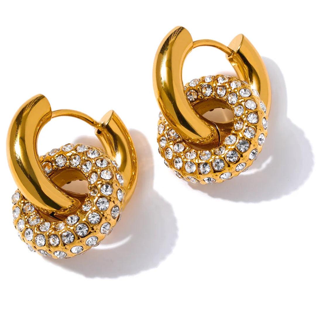 Brincos Huggie de Zircônia e Aço Inoxidável 18K-6