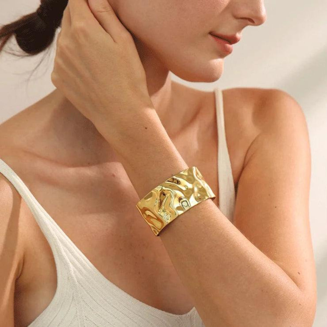 Pulseira de Aço Inoxidável Banhada a Ouro 18K-1