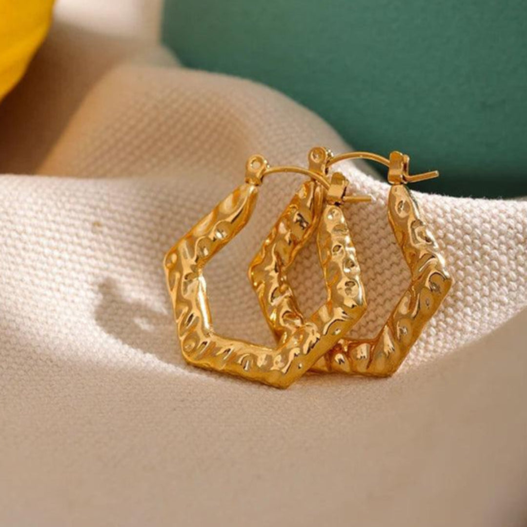 Brinco de Argola Geométrica Banhado em Ouro 18k