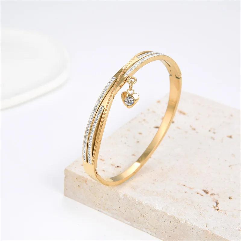 Pulseira De Três Camadas de Cristal