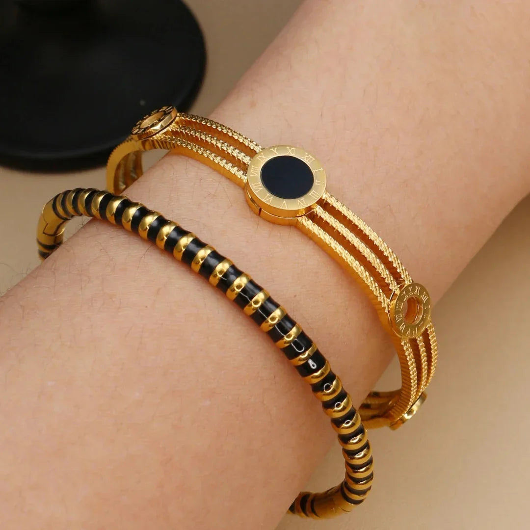 Pulseiras Numeral Romano Banhada em Ouro 18k