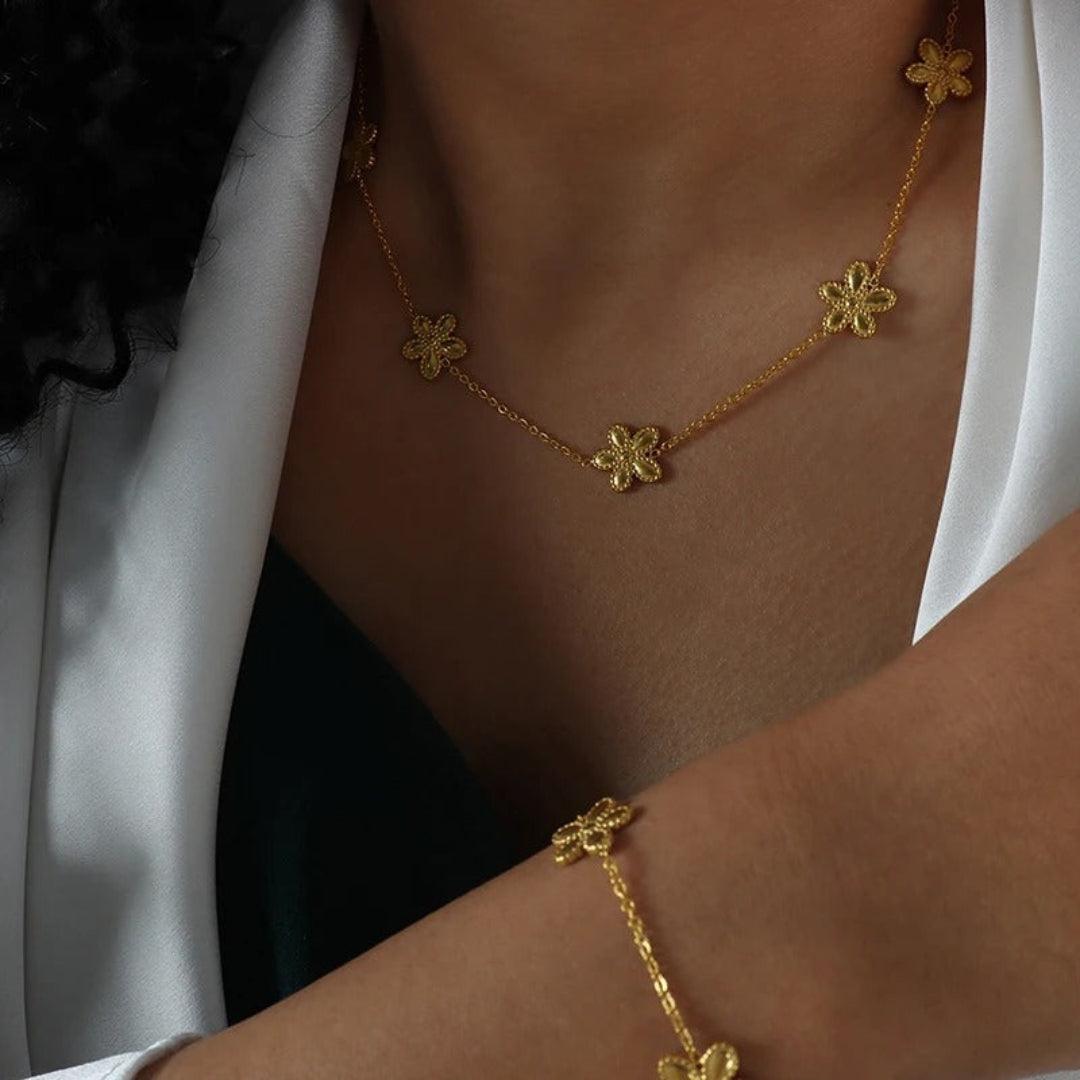 Colar e Pulseira Sol da Manhã Banhado em Ouro 18k