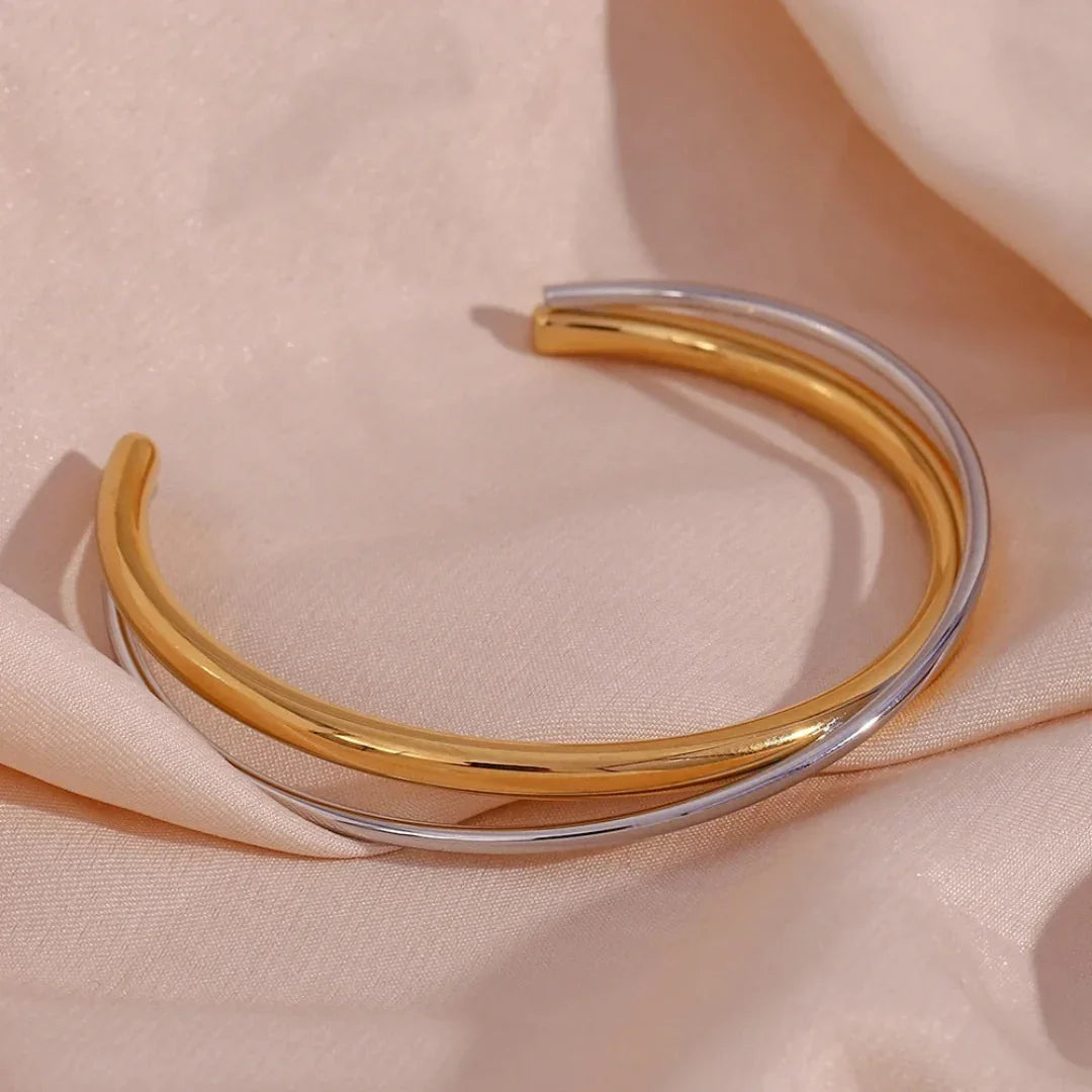 Bracelete Duo Color Banhado em Ouro 18k + Prata 925