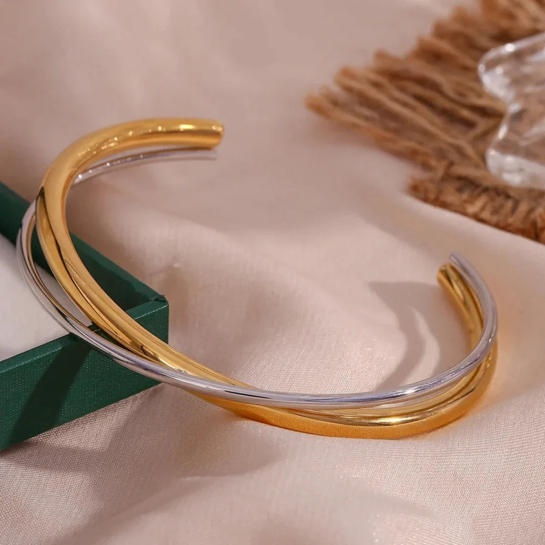Bracelete Duo Color Banhado em Ouro 18k + Prata 925