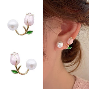 Brinco Com Rosa Flor Tulipa