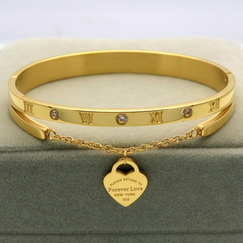 Pulseira Dourada Com Pingente De Coração