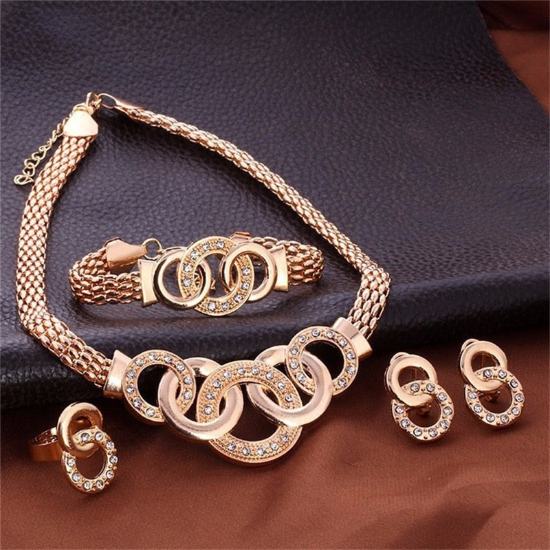 Conjunto De Joias Colar Brinco Anel Pulseira