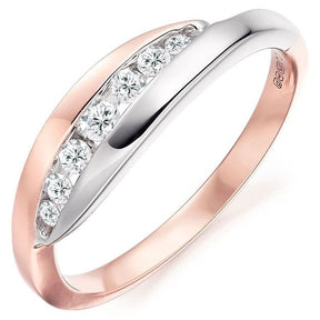 Anel Rosa Ouro  Incrustada Com Zircônia